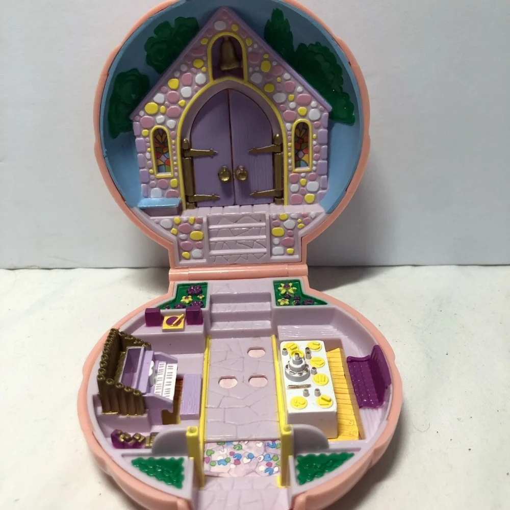 Polly Pocket Nancy's Wedding Day Pink Shell Compact Bluebird Toys Vintage 1989 - Picture 3 of 10